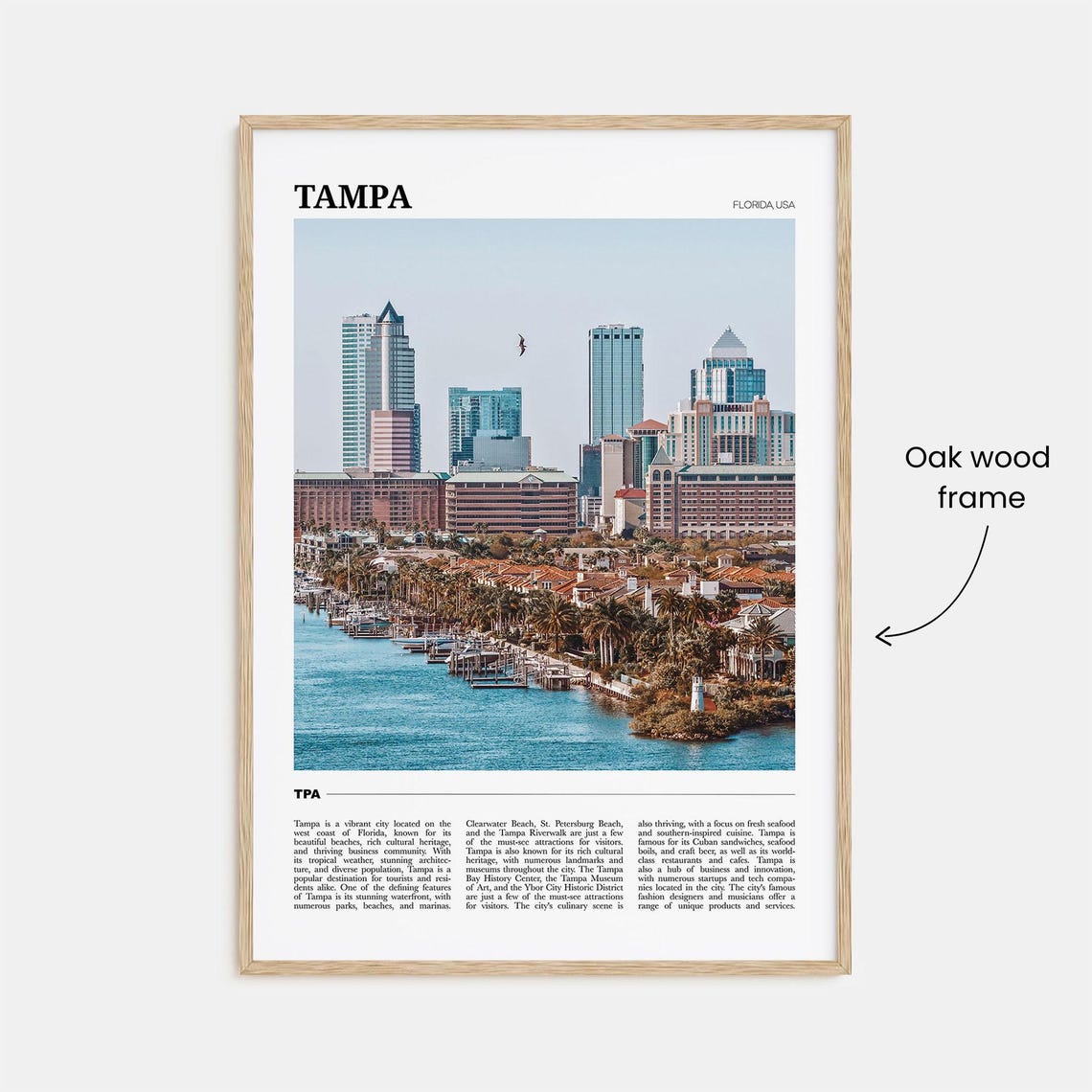 Tampa Florida Downtown Skyline Waterfront Palm Trees Travel Poster - Image 3