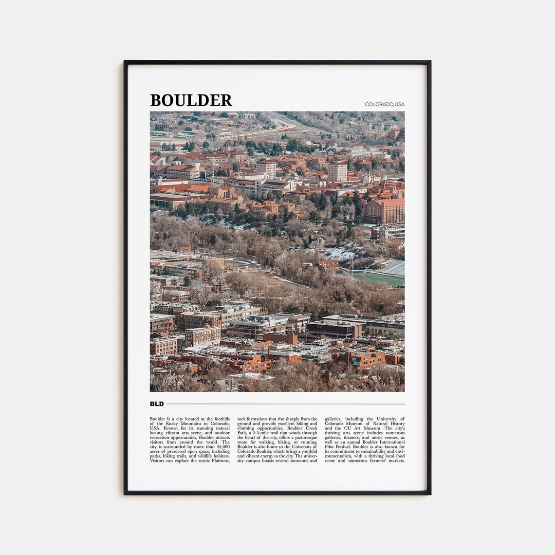 Boulder Colorado Flatirons Foothills Aerial Panorama View Poster