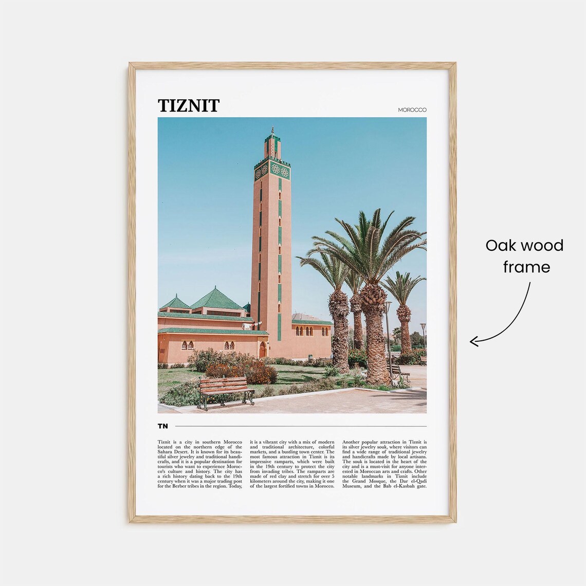Tiznit Morocco Travel Poster Historic Mosque Minaret Palm Trees View - Image 3