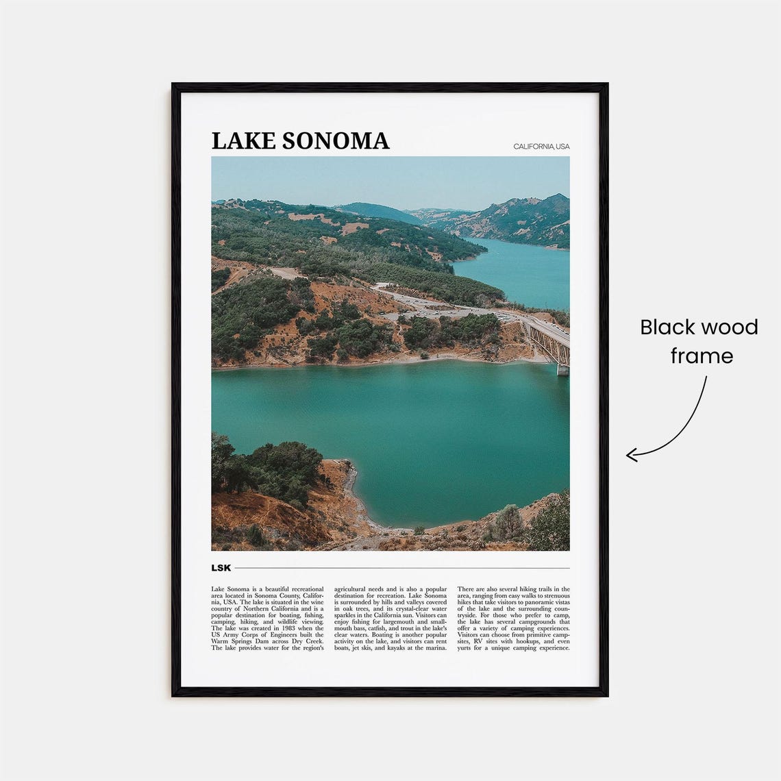 Lake Sonoma Travel Poster Lake Sonoma Wall Art Lake Sonoma Poster Print Lake Sonoma Photo Lake Sonoma Decor California Usa - Image 2