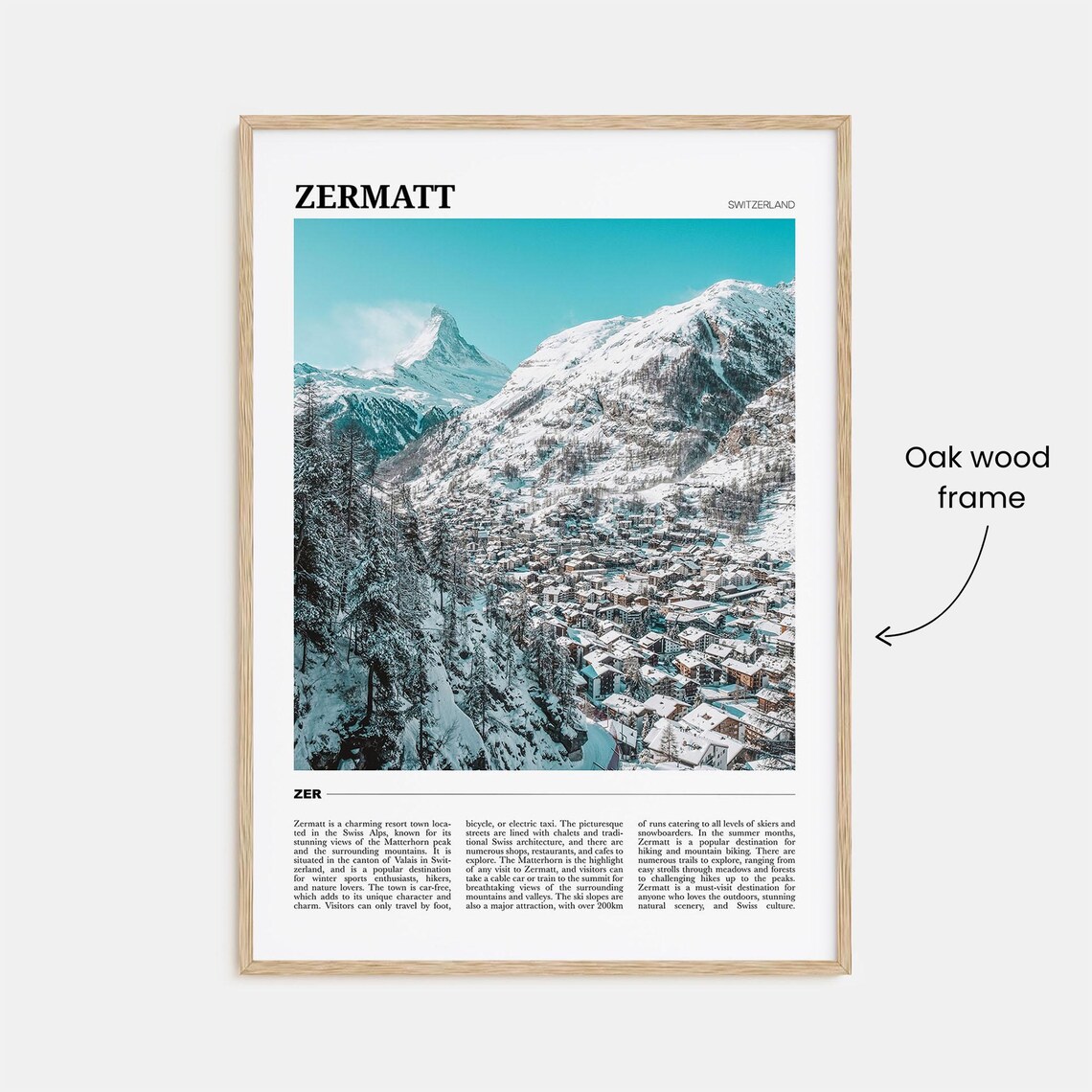 Zermatt Switzerland Matterhorn Snowy Village Alpine Travel Poster - Image 3