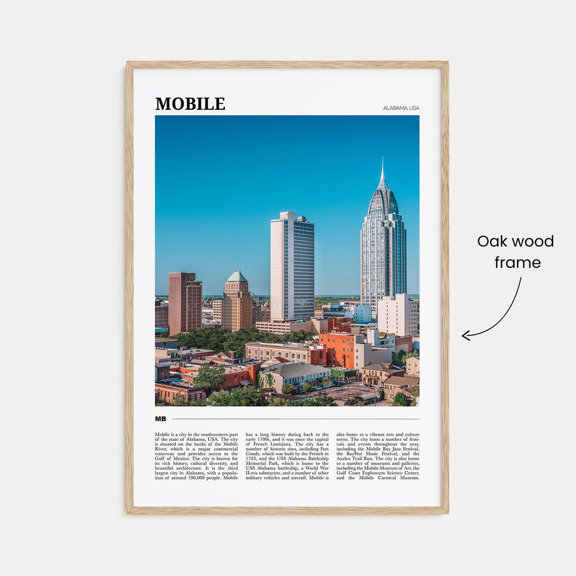 Mobile Alabama Downtown Skyline Gulf Coast Travel Poster Series - Image 3