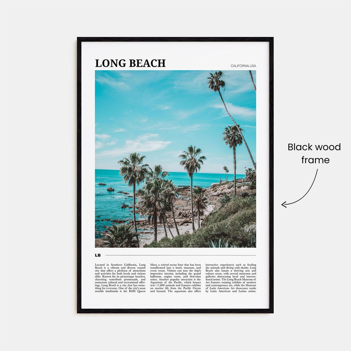 Long Beach California USA Palm Trees Beach Photography Travel Poster - Image 2