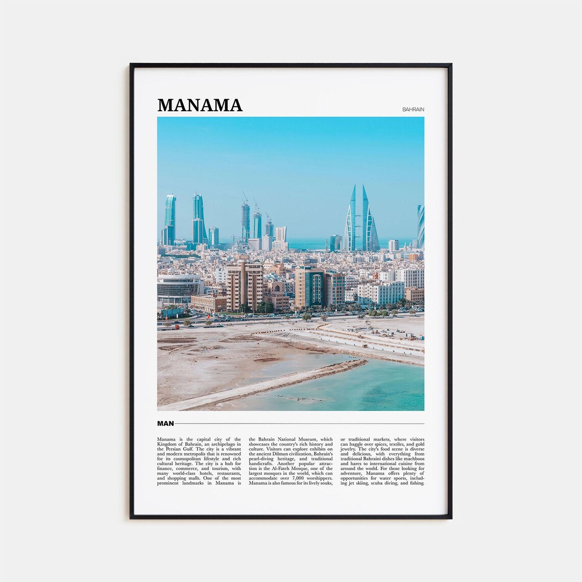 Manama Travel Poster, Bahrain Wall Art Print