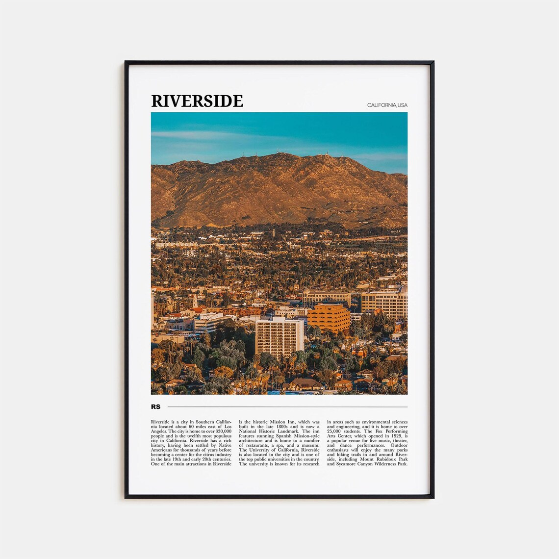 Riverside Travel Poster, California Wall Art Print