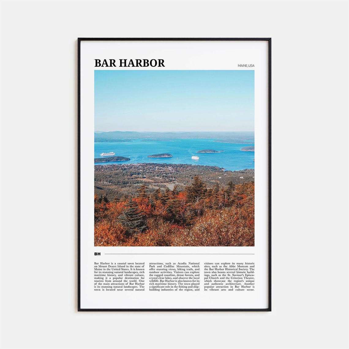 Bar Harbor Maine Cadillac Mountain View Coast Islands Travel Poster