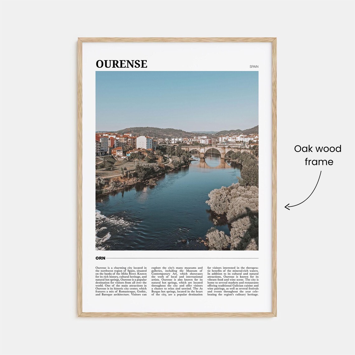 Ourense Spain Mino River Old Stone Bridge Riverside Travel Poster - Image 3
