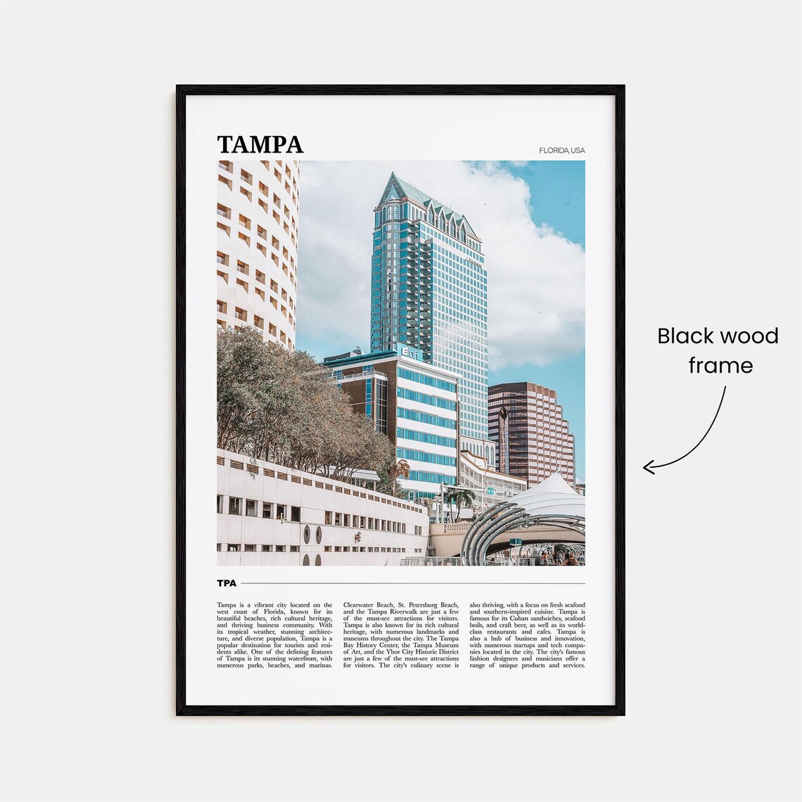 Tampa Florida Downtown Skyline Modern City Travel Poster Art - Image 2