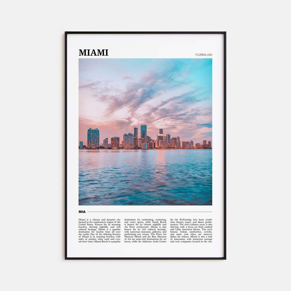 Miami Travel Poster No 3, Florida Travel Poster