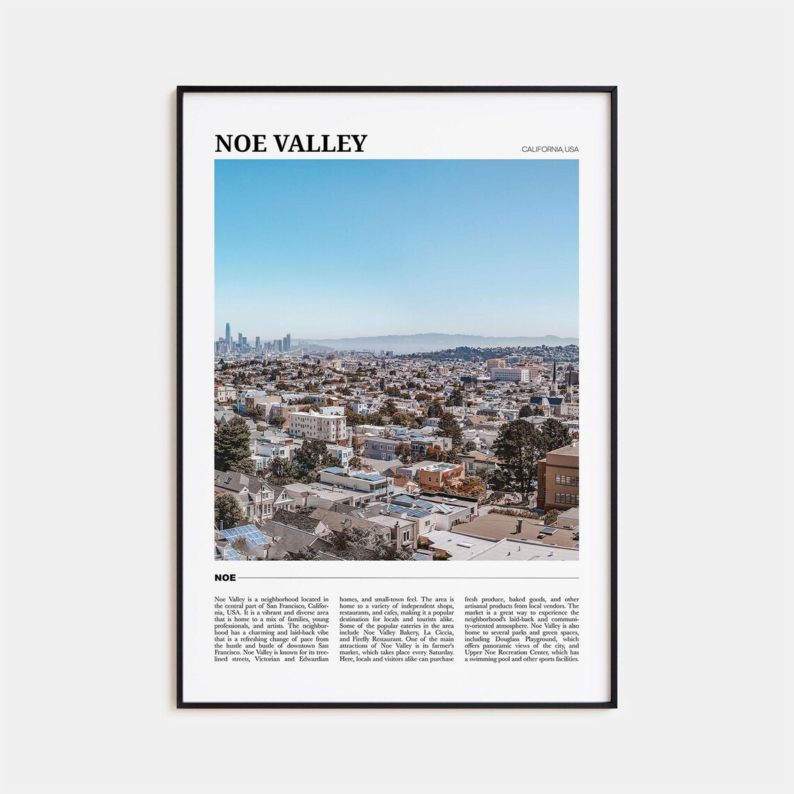 Noe Valley San Francisco Neighborhood Panorama Travel Poster Series