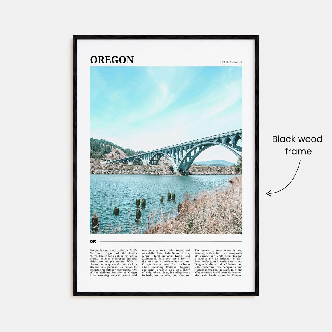 Oregon USA Pacific Northwest Historic Arched Bridge River Photo Poster - Image 2