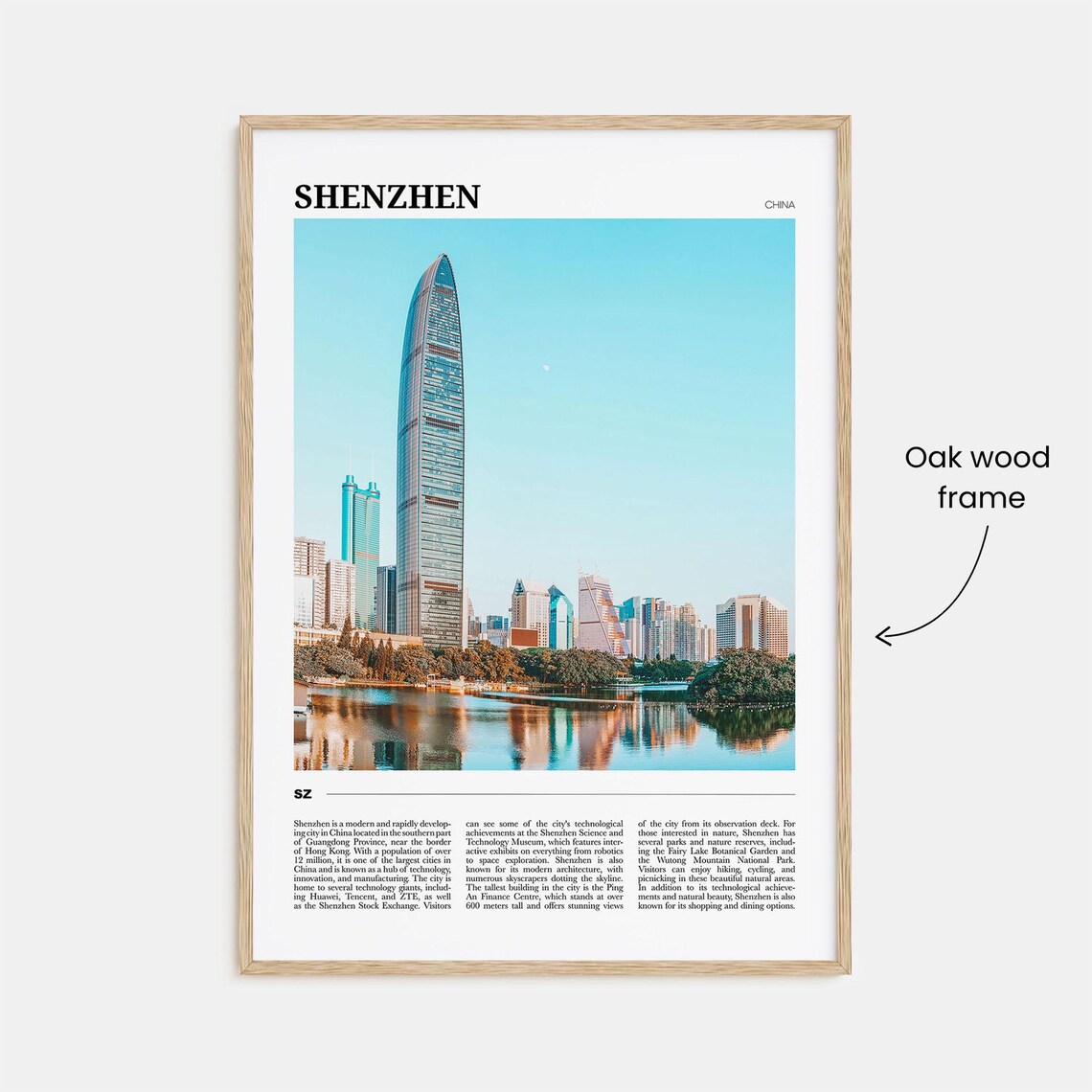 Shenzhen China Modern Sail Shaped Skyscraper Skyline Lake Poster - Image 3