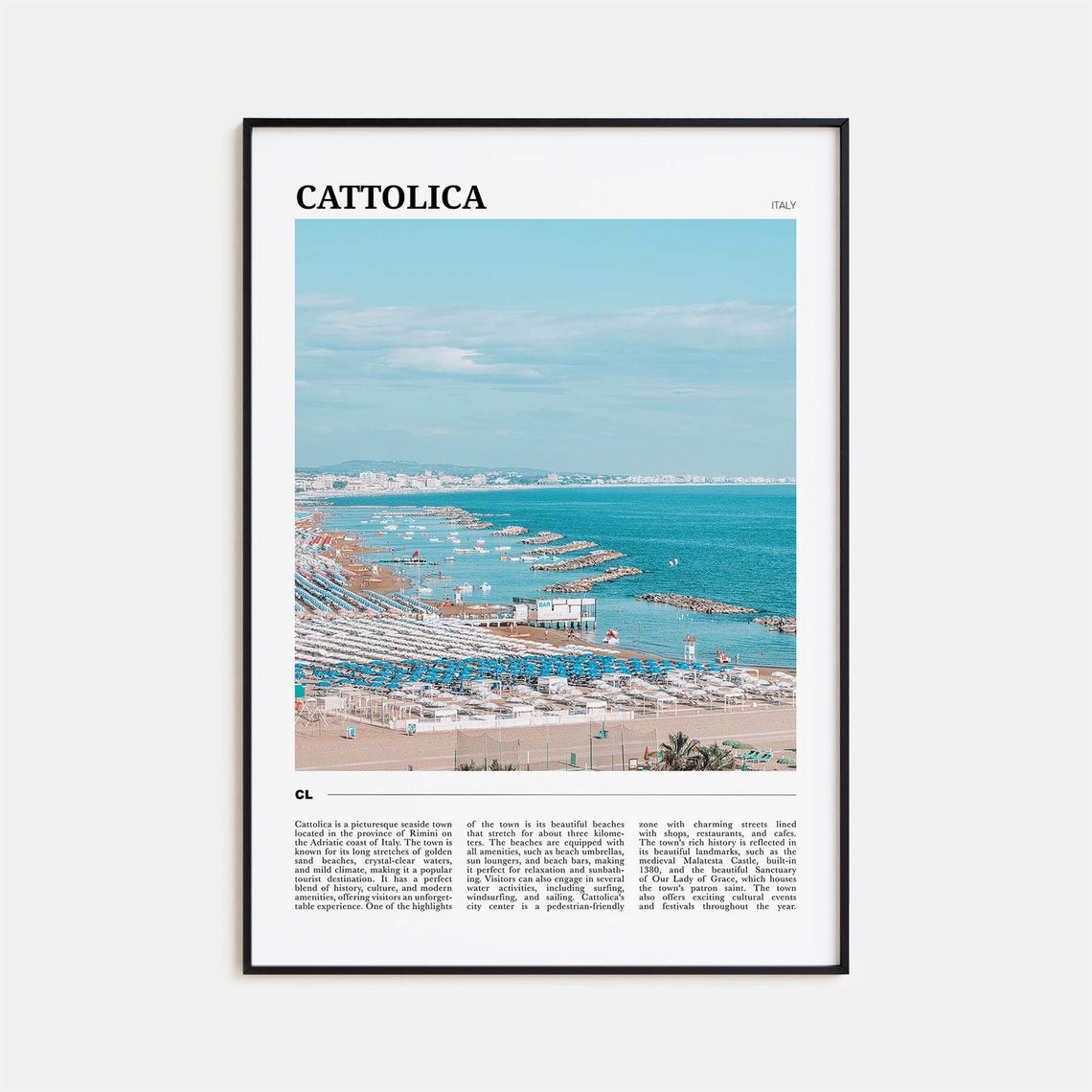 Cattolica Italy Adriatic Beach Umbrellas Seaside Photo Travel Poster