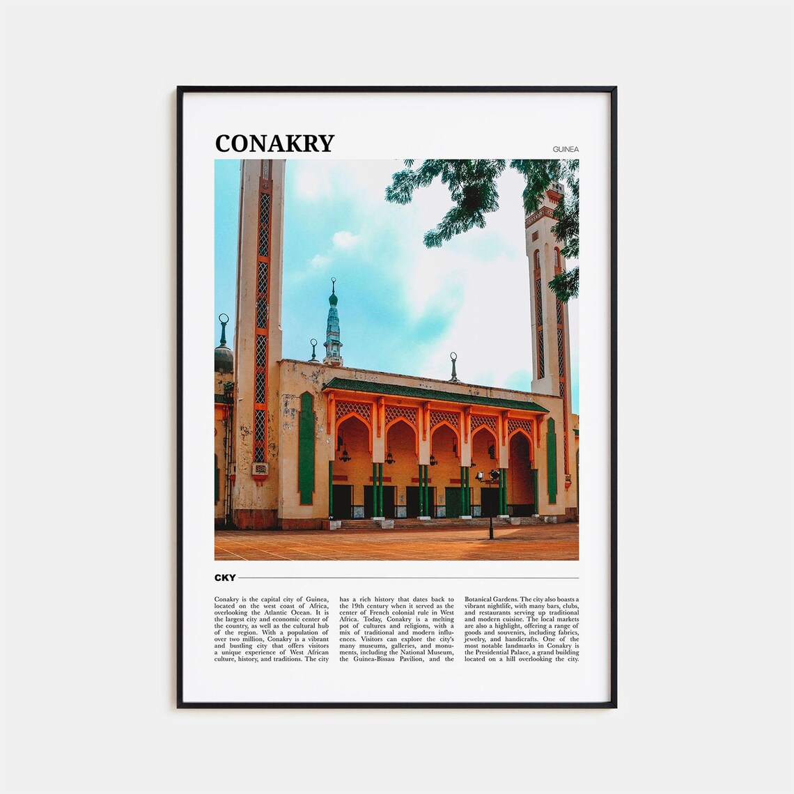 Conakry Guinea Grand Mosque Minarets African City Travel Art Poster