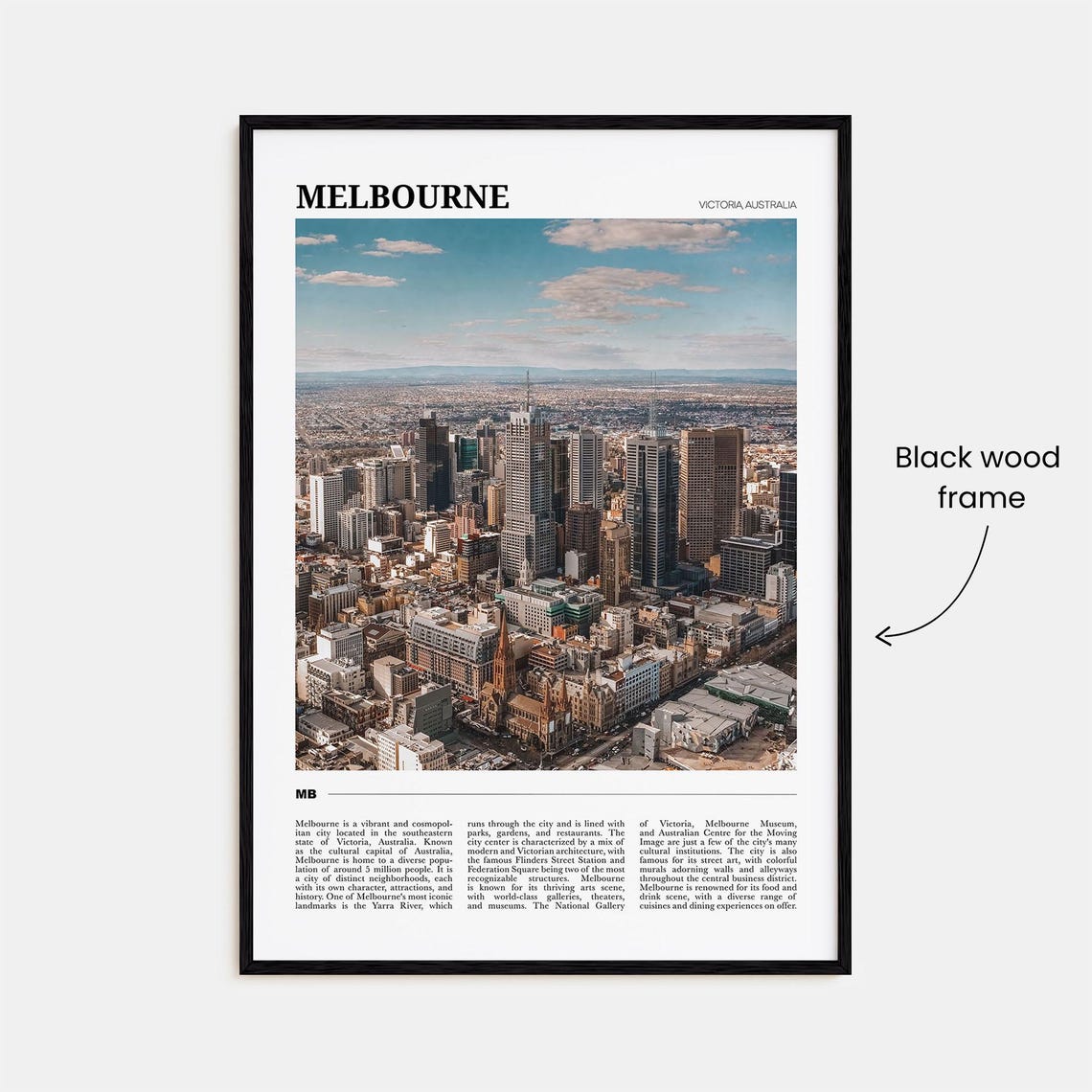 Melbourne Australia Travel Poster City Skyline Aerial Yarra River View - Image 2