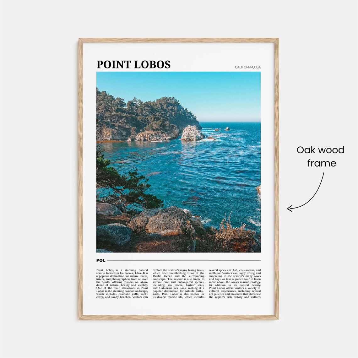 Point Lobos Travel Poster, California USA Art Print - Image 3