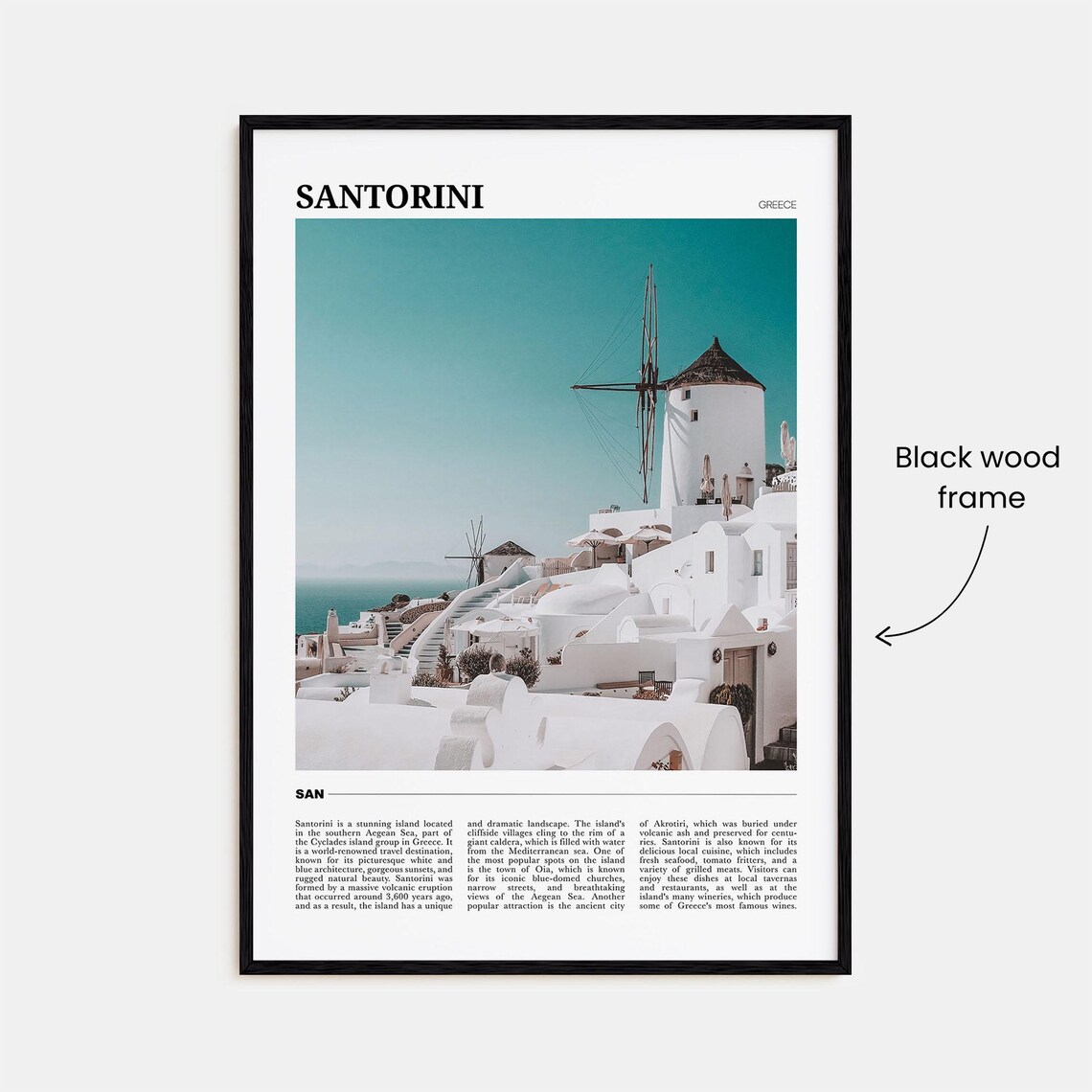 Santorini Greece Travel Poster, Santorini Decor - Image 2