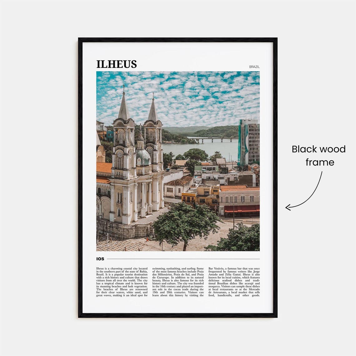 Ilheus Brazil Historic Baroque Colonial Church City View Poster - Image 2
