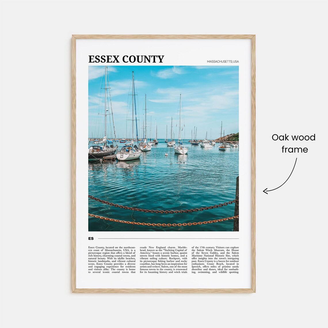 Essex County Massachusetts Sailboat Harbor Marina Coast Travel Poster - Image 3