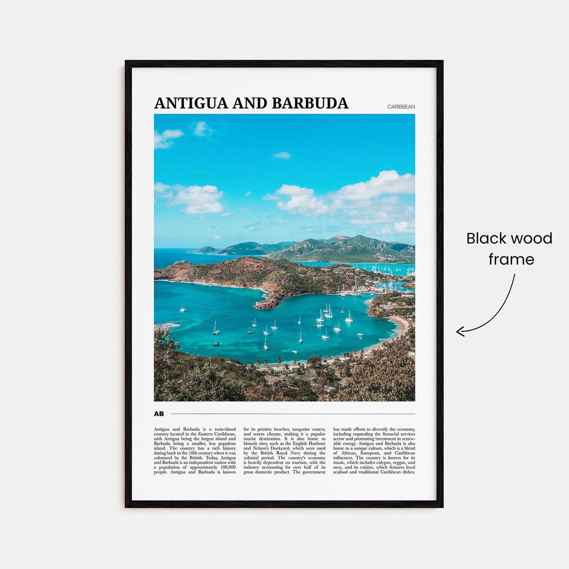 Antigua and Barbuda Caribbean Turquoise Bay Sailboats Aerial Poster - Image 2