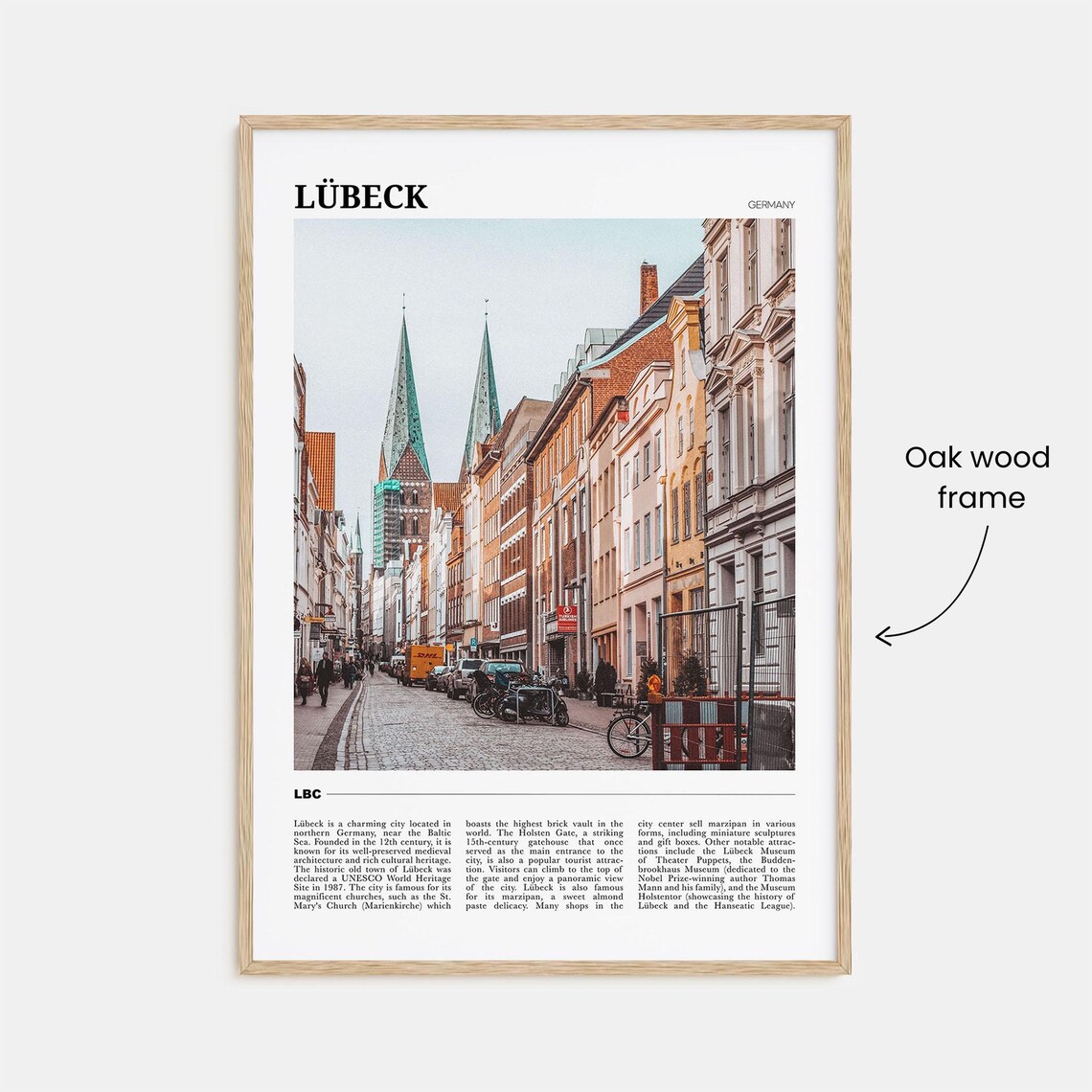 Lubeck Germany Old Town Street Church Spires Historic City Poster - Image 3