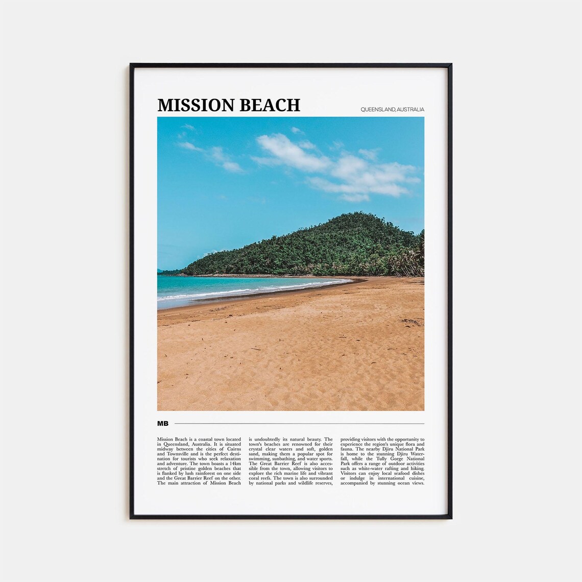 Mission Beach Queensland Australia Beach Photo Travel Poster