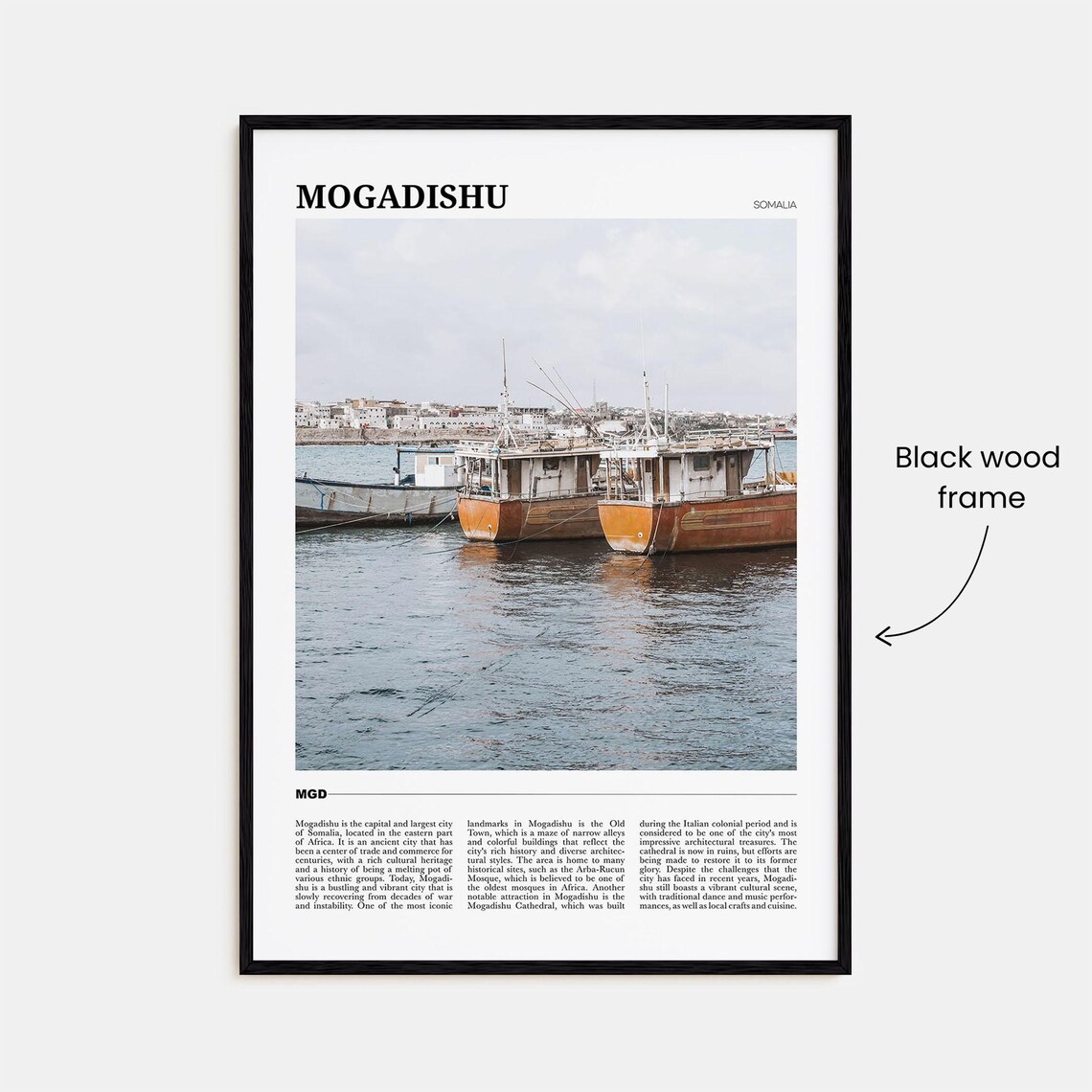 Mogadishu Somalia Fishing Harbor Boats Waterfront Travel Poster Series - Image 2