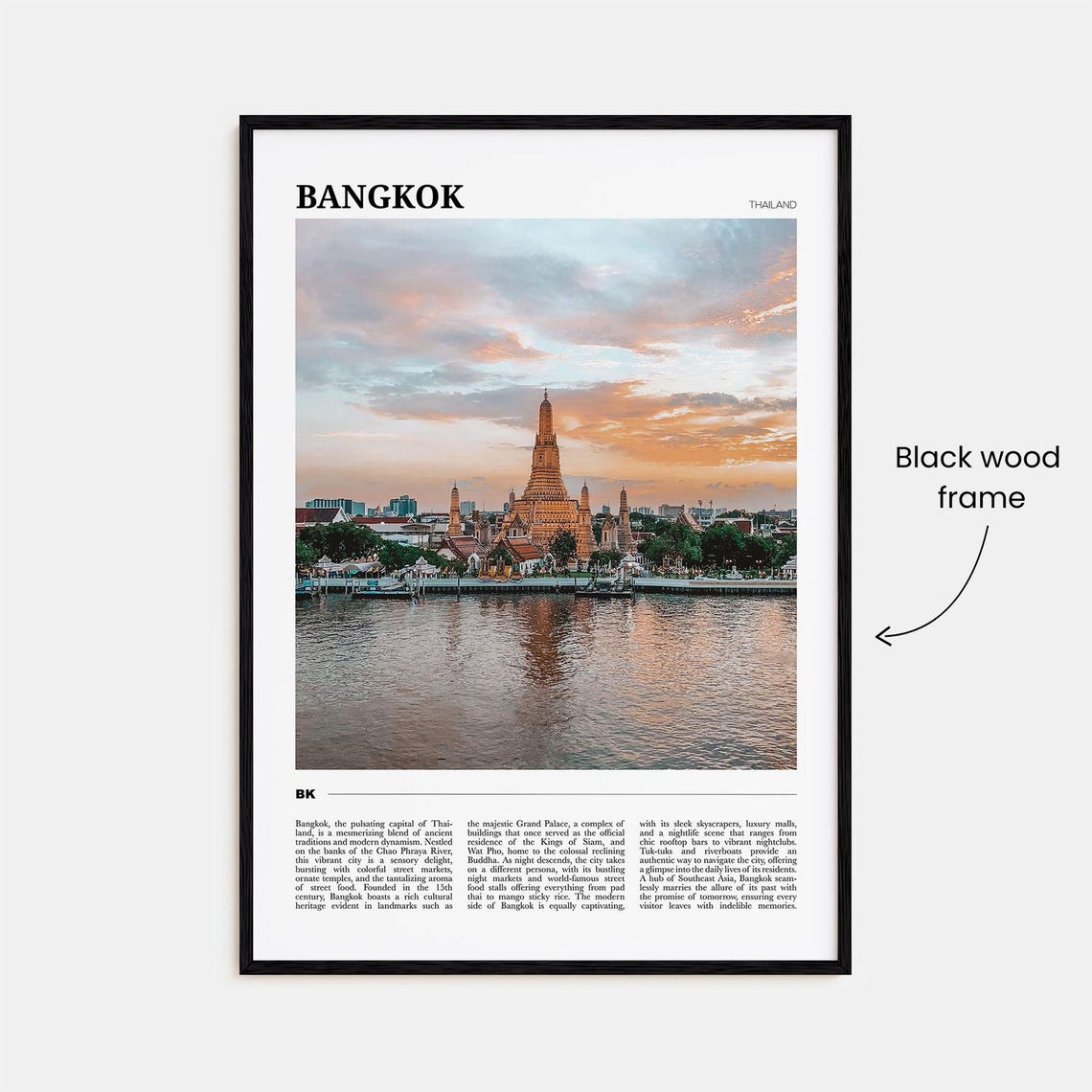 Bangkok Thailand Travel Poster Wat Arun Temple River Sunset View - Image 2