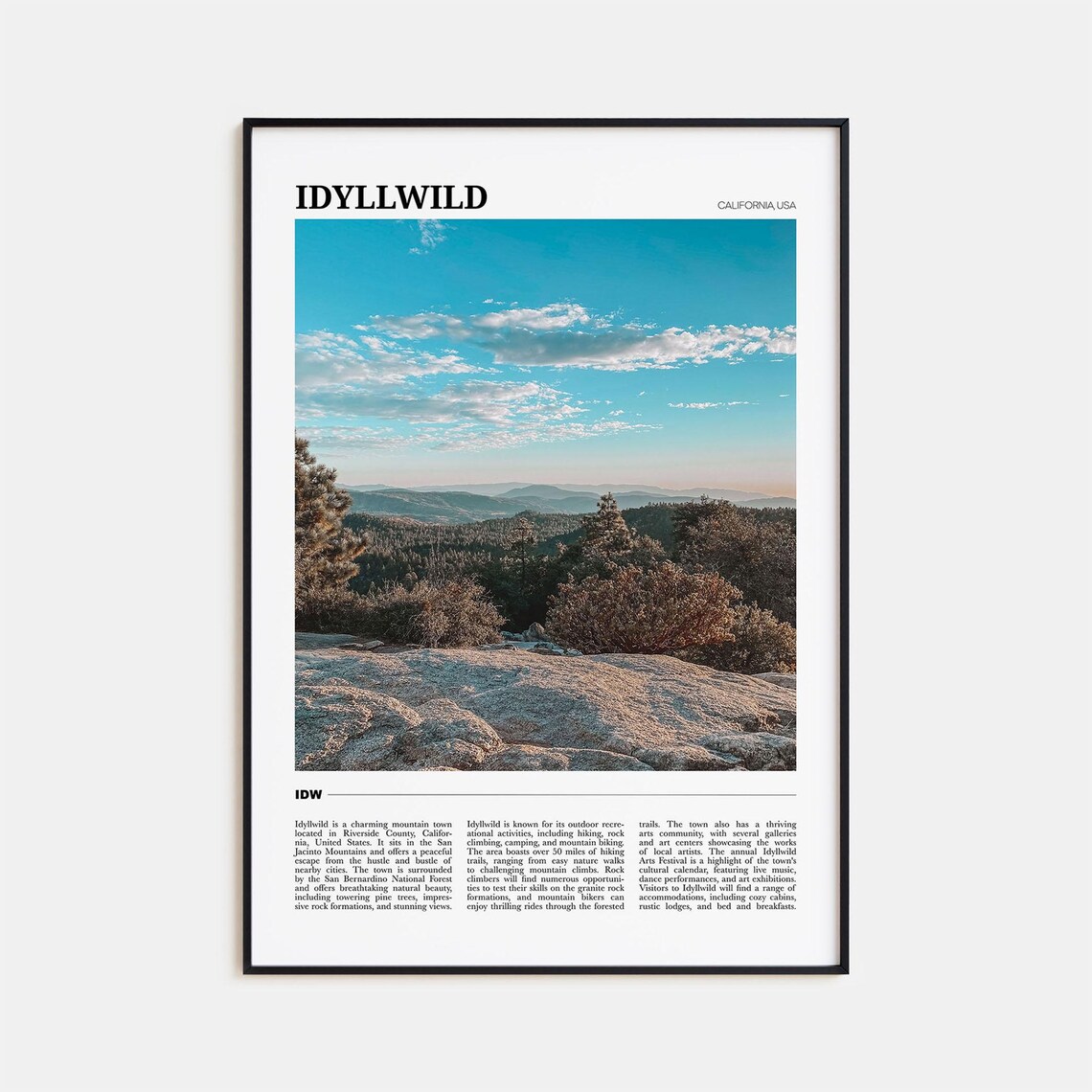 Idyllwild Travel Poster, California USA Art Print