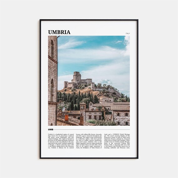 Umbria Travel Poster, Italy Travel Art Print