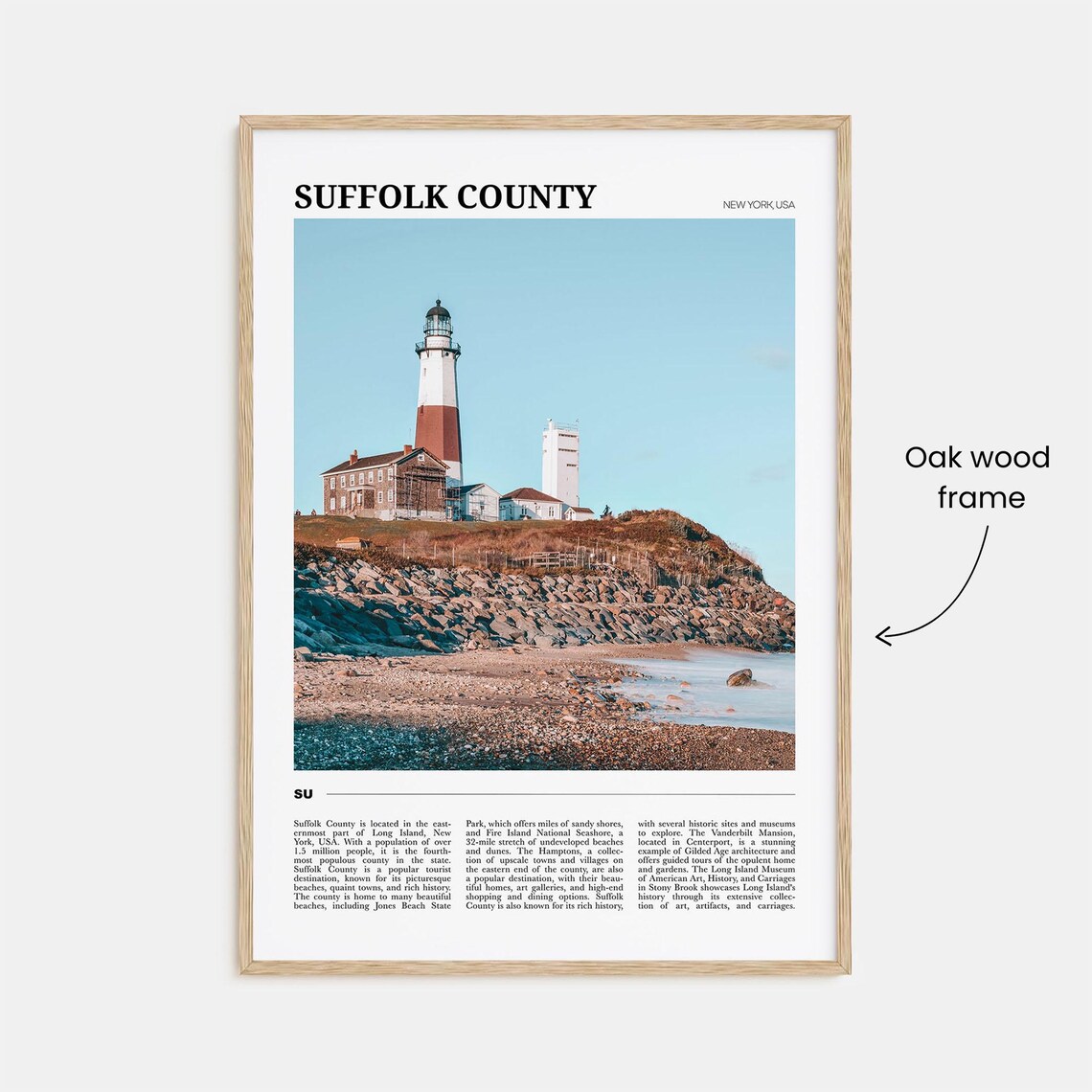 Suffolk County New York Montauk Lighthouse Rocky Coast Travel Poster - Image 3