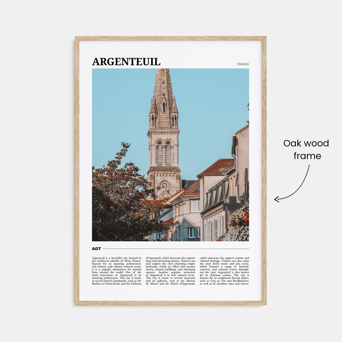 Argenteuil France Historic Church Bell Tower Facade View Poster - Image 3