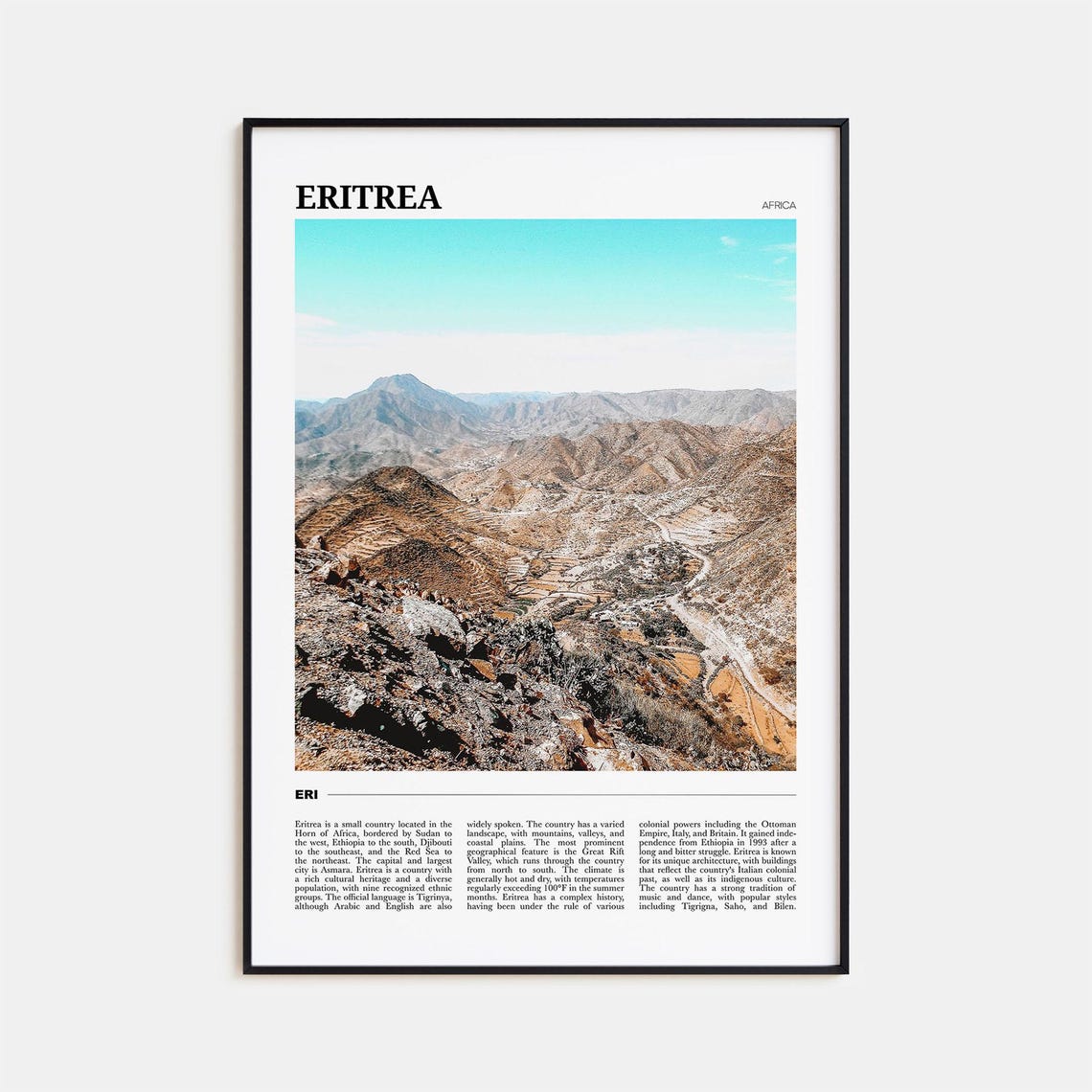 Eritrea Africa Rugged Highlands Rocky Mountains Travel Poster