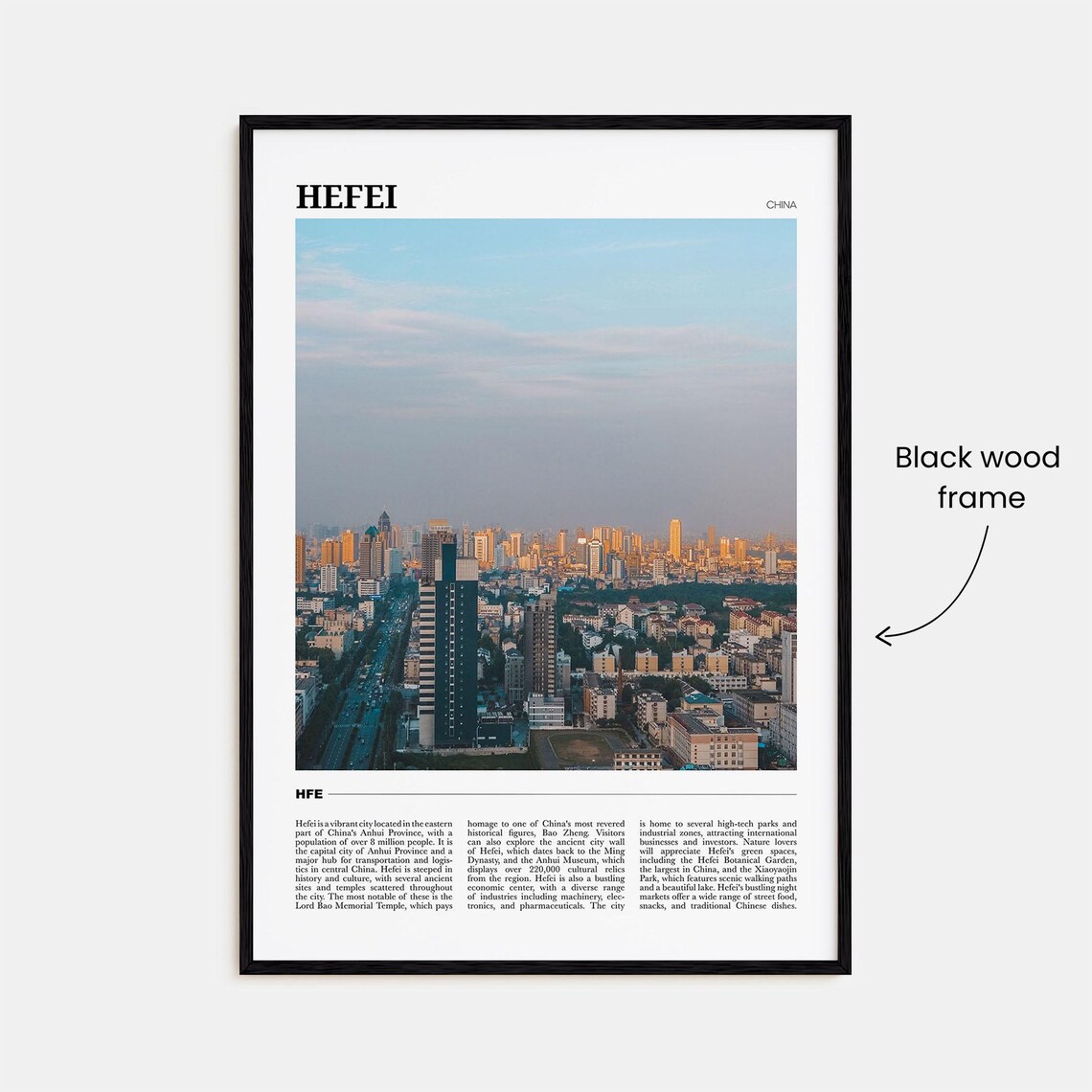 Hefei China Skyline at Dusk Modern Travel Photography Wall Poster - Image 2