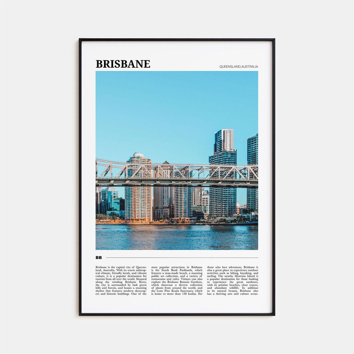Brisbane Queensland Australia Story Bridge River Skyline Poster