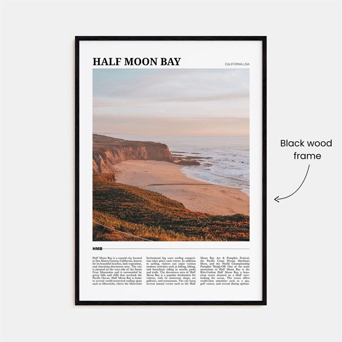 Half Moon Bay Travel Poster, California USA Art Print - Image 2