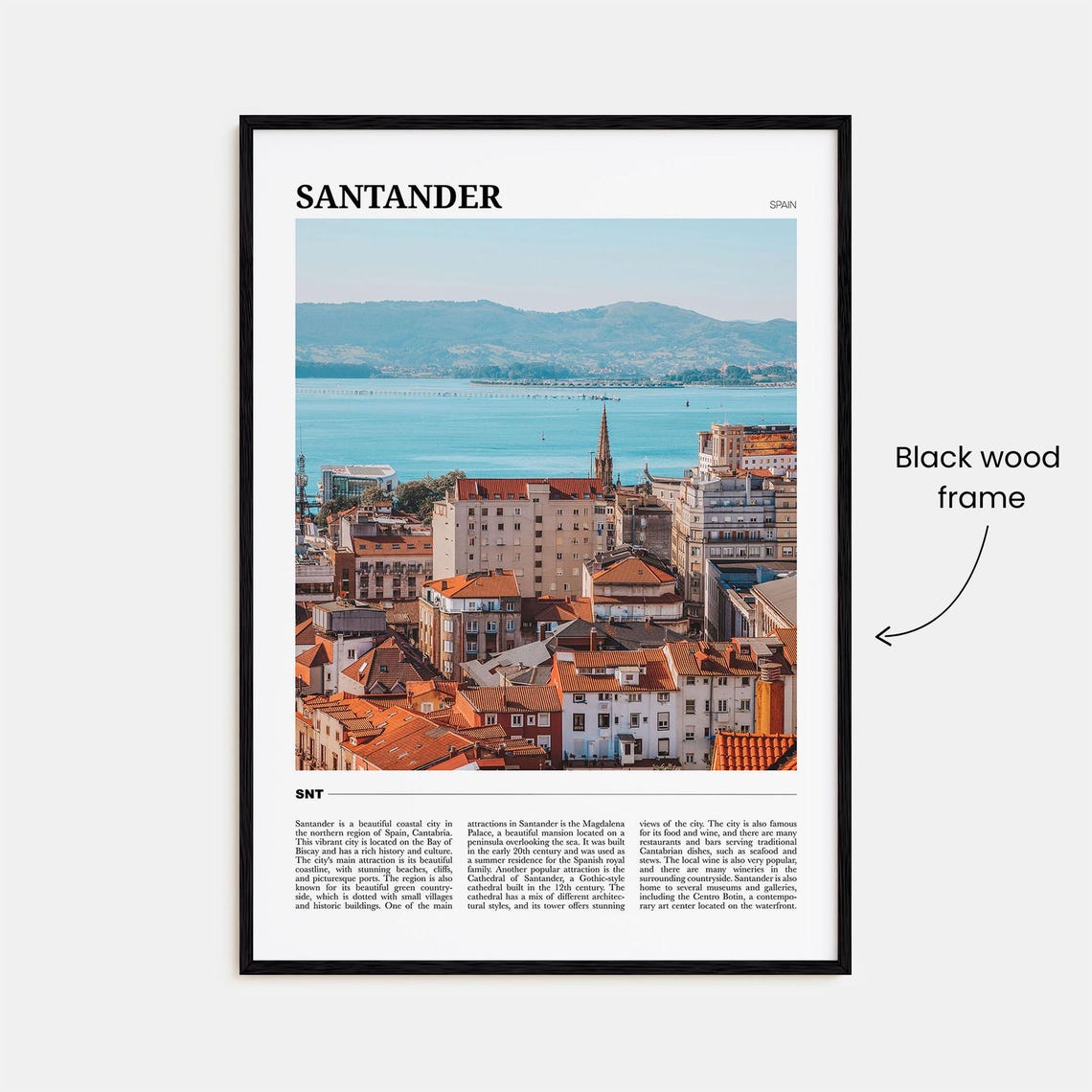 Santander Spain Bay Rooftops Cathedral Coastal City Travel Poster - Image 2