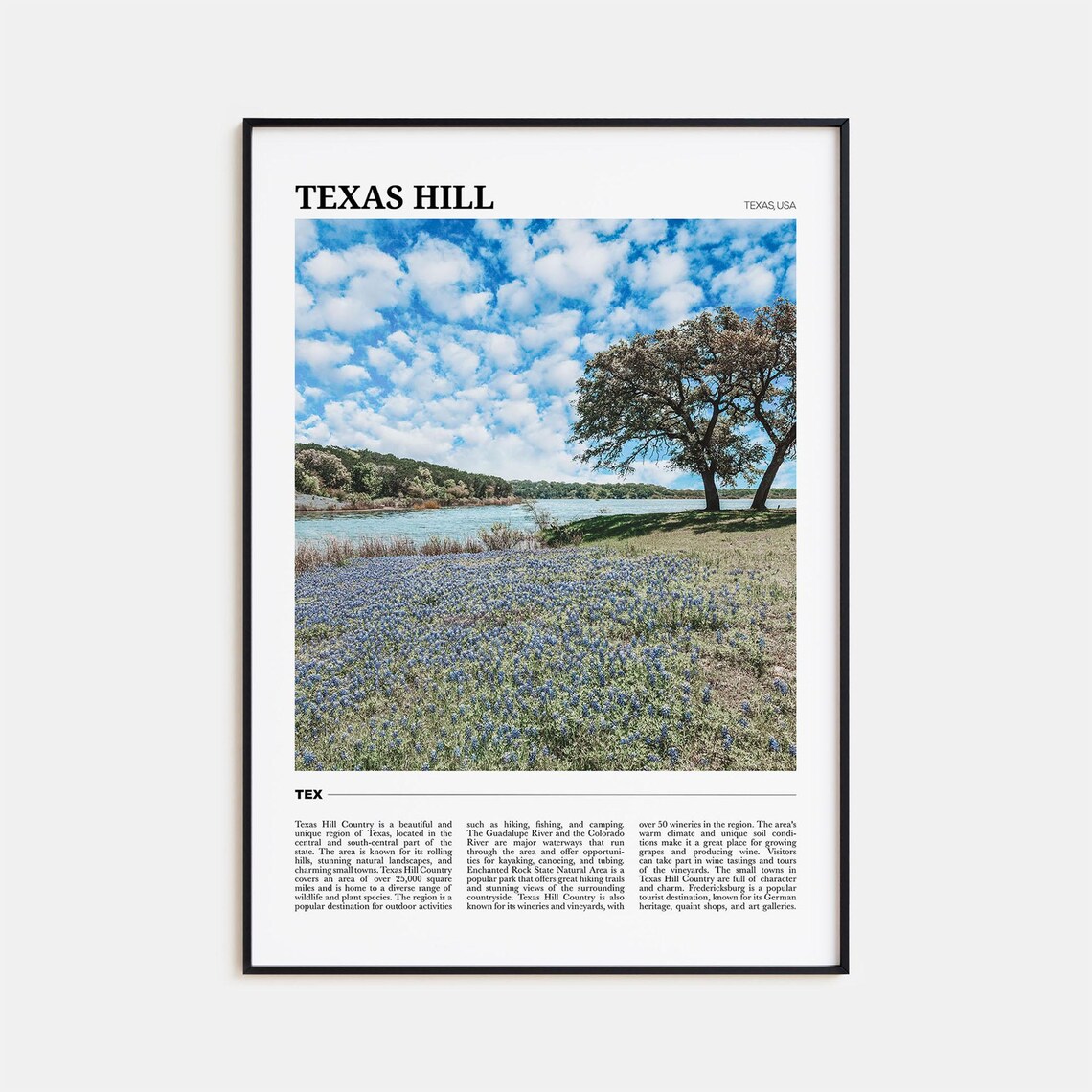 Texas Hill Country Bluebonnet Wildflower Lakeshore Travel Poster