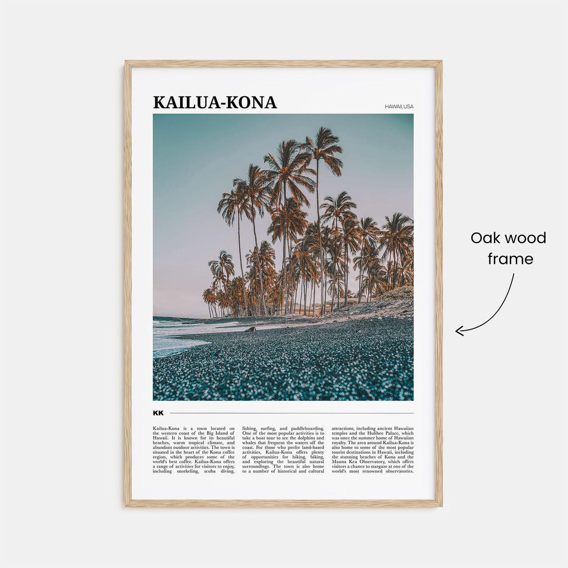 Kailua Kona Hawaii Travel Poster Palm Grove Tropical Beach Scene View - Image 3