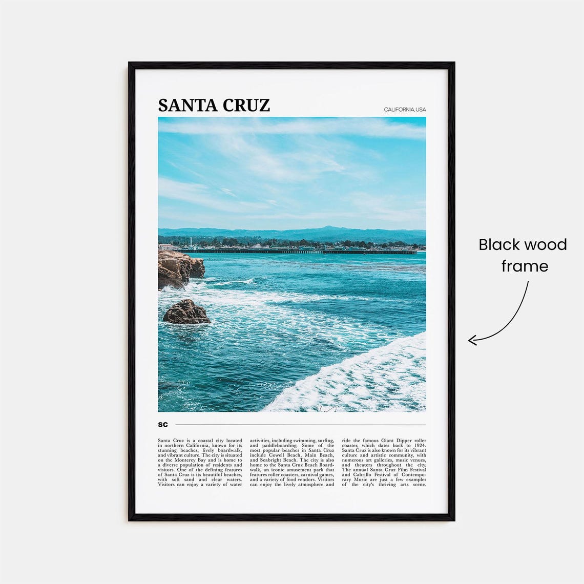 Santa Cruz Travel Poster No 2 Santa Cruz Wall Art Santa Cruz Poster Print Santa Cruz Photo Santa Cruz Decor California Usa - Image 2