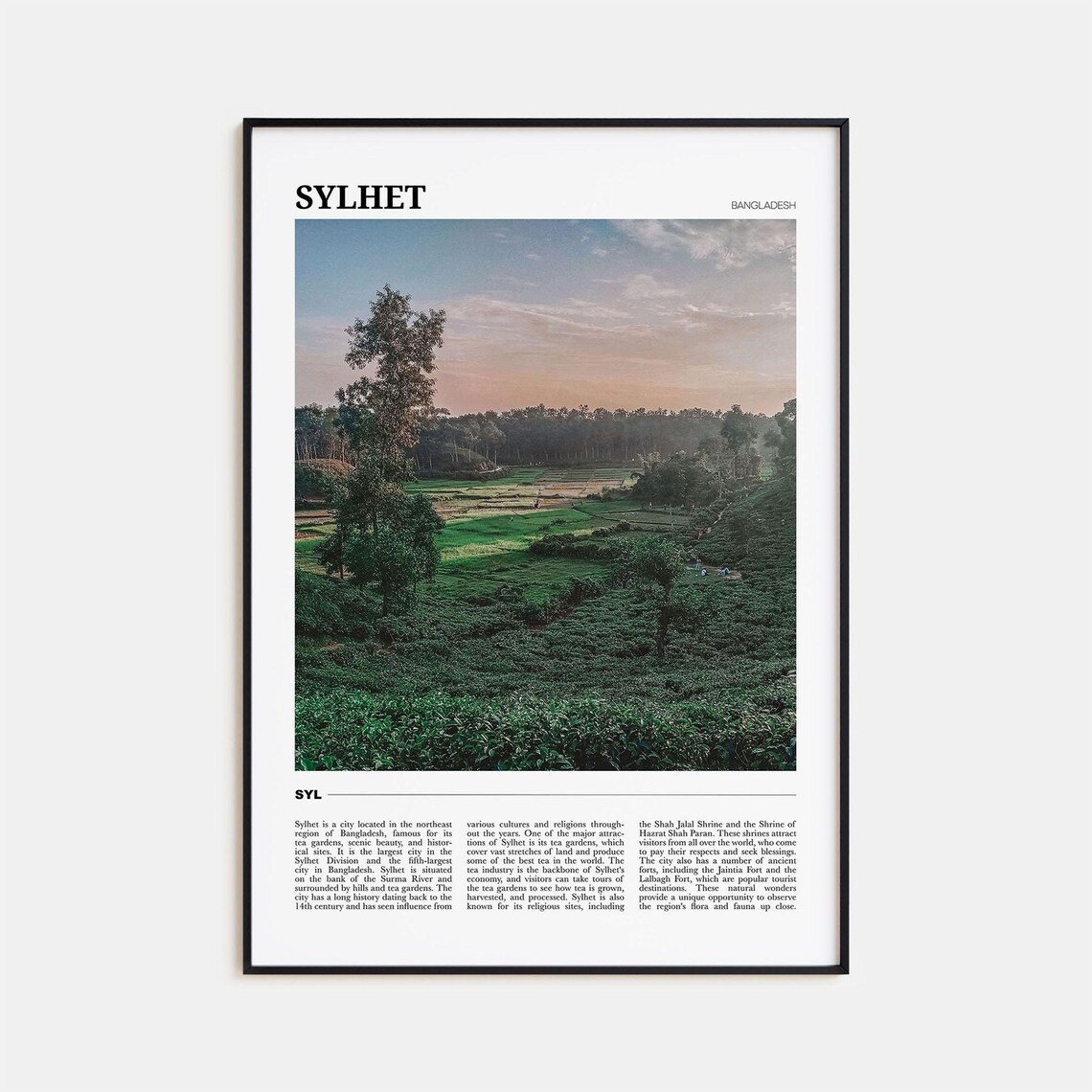 Sylhet Travel Poster, Bangladesh Wall Art Print