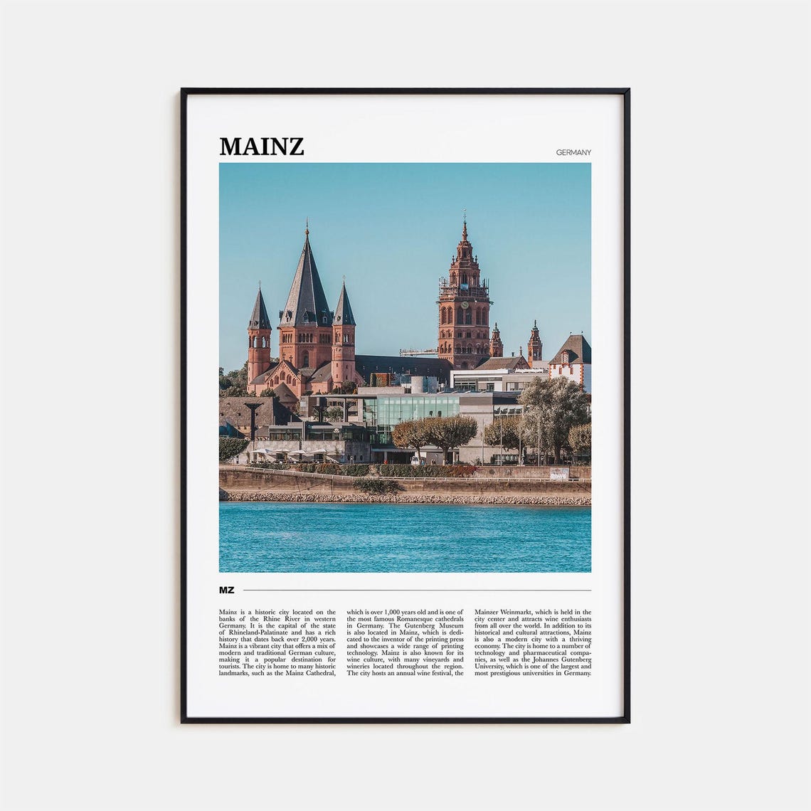 Mainz Germany Cathedral on the Rhine River Photography Poster