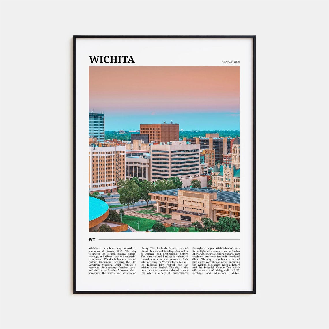 Wichita Travel Poster Wichita Wall Art Wichita Poster Print Wichita Photo Wichita Decor Kansas Usa