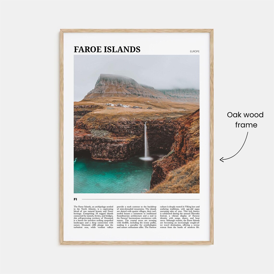 Faroe Islands Travel Poster Sea Cliffs Waterfall Nordic Landscape View - Image 3