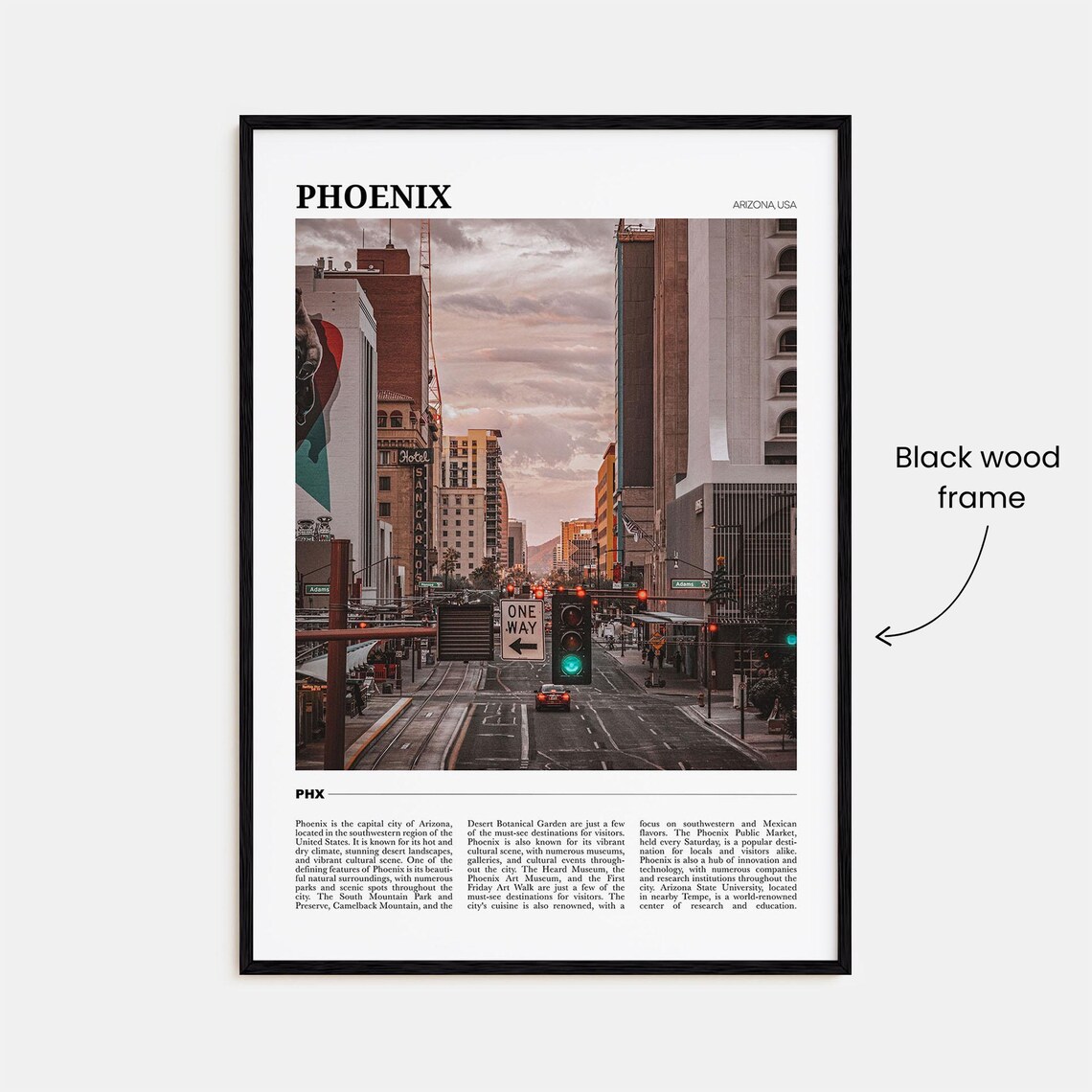 Phoenix Arizona USA Downtown Street Sunset Urban Glow Poster - Image 2