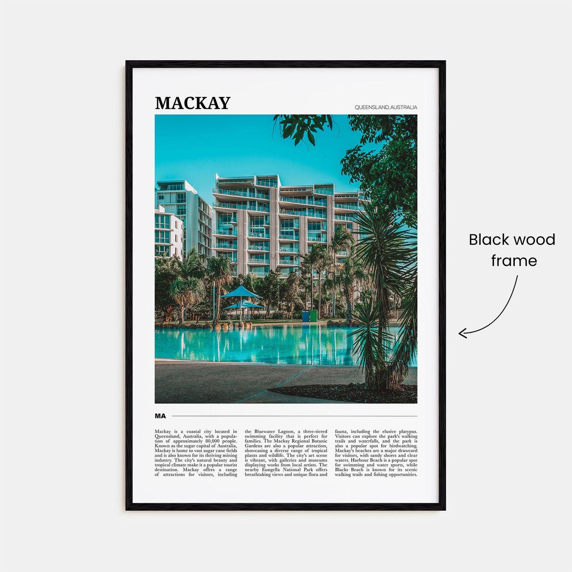 Mackay Queensland Australia Tropical Lagoon Palms Travel Poster - Image 2