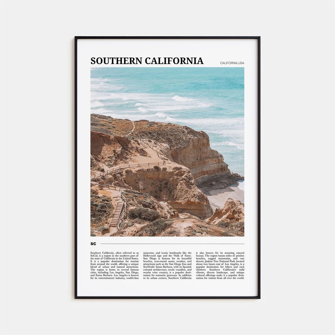 Southern California Travel Poster Southern California Wall Art Southern California Poster Print California Photo California Decor Usa
