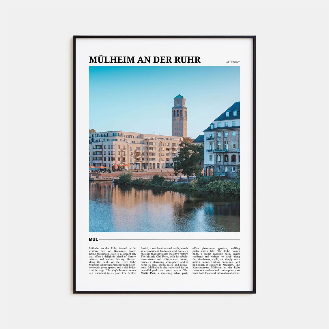 Mulheim an der Ruhr Germany Riverside Old Town Skyline Travel Poster