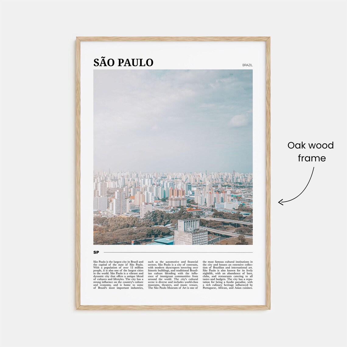 Sao Paulo Brazil Megacity Skyline Aerial Travel Photo Guide Poster - Image 3
