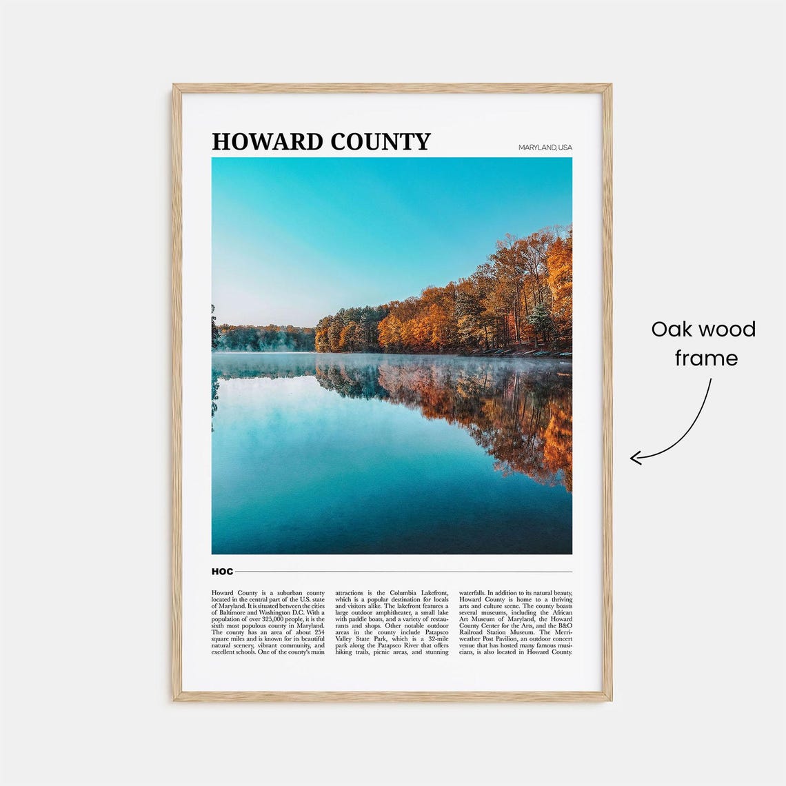 Howard County Maryland USA Serene Autumn Lake Reflection Poster - Image 3